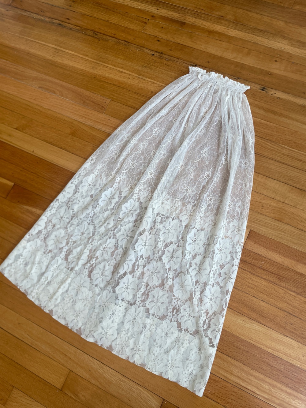 Handmade White Floral Lace Skirt
